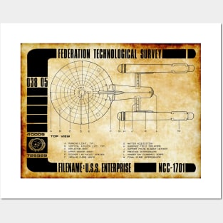 Federation Technological Survey Star Ship Top View Posters and Art